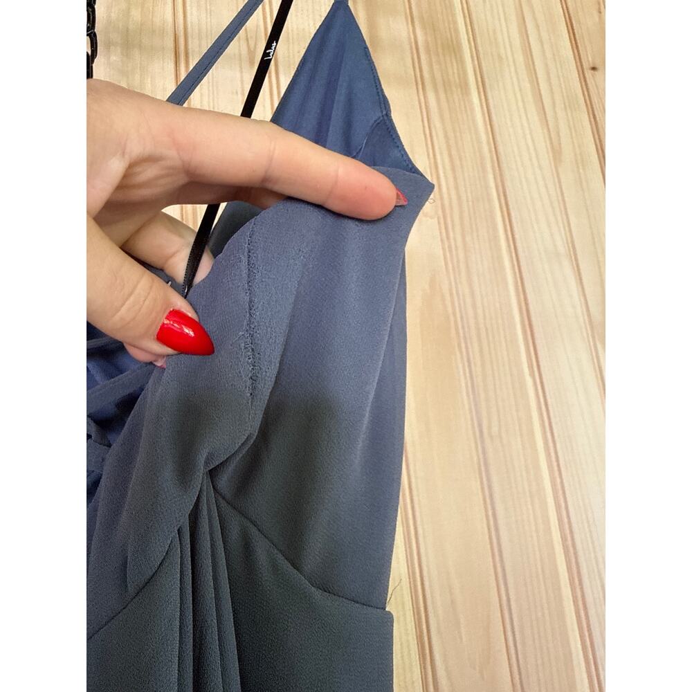 NWT Lulus In Love Forever Granite Blue Lace-Up High-Low Maxi Dress Party Sz M - Picture 9 of 12